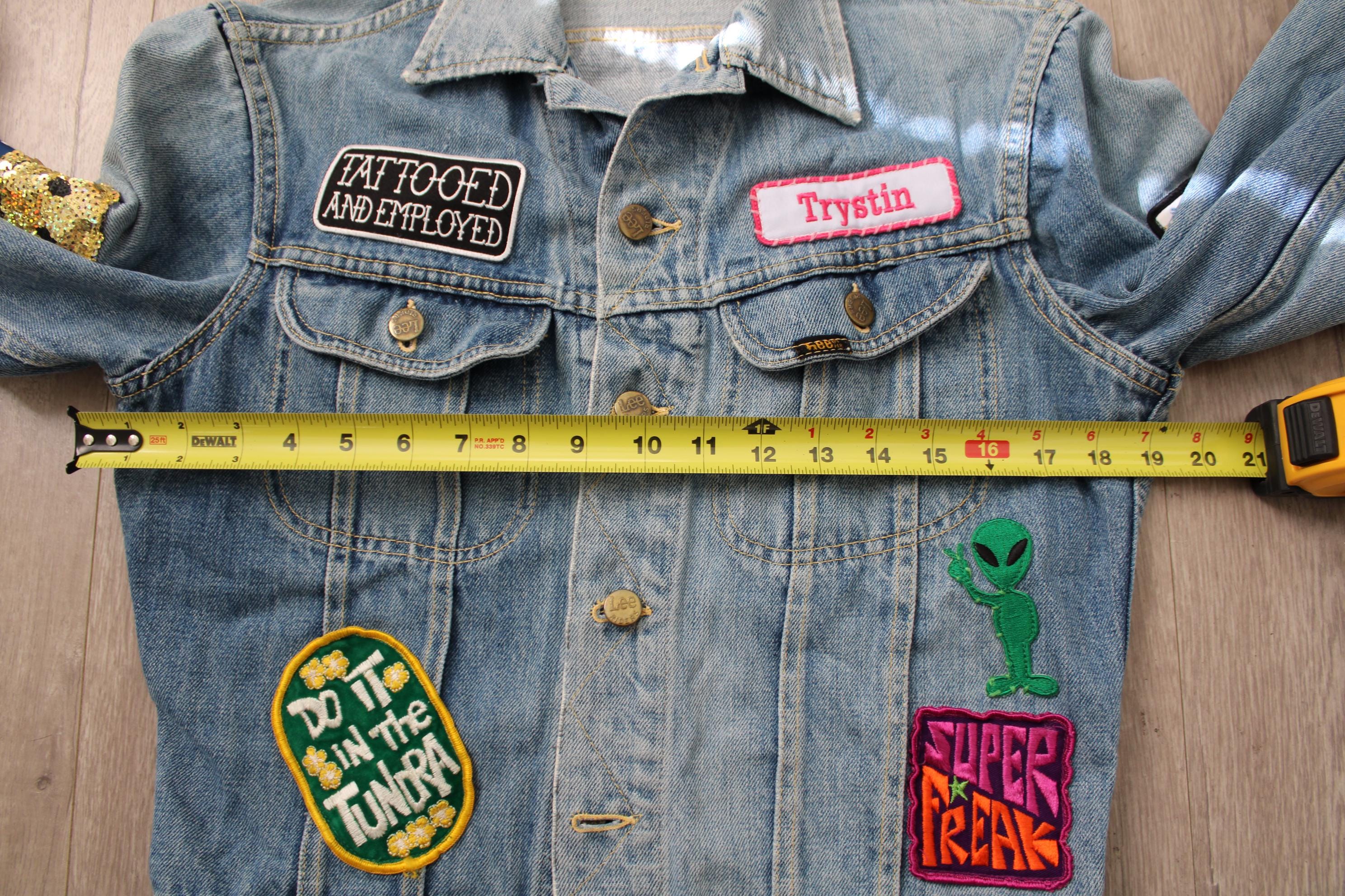 Vintage Lee Distressed Denim Jacket with a Sorted Patchwork 1970s