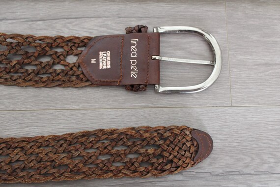 Woven Brown Leather Belt - Genuine Leather - Made in India  display picture 1