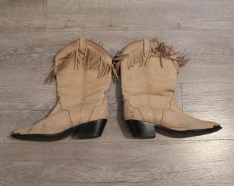 Vintage Western Boots with Fringe Details - Women's Size 7 1/2