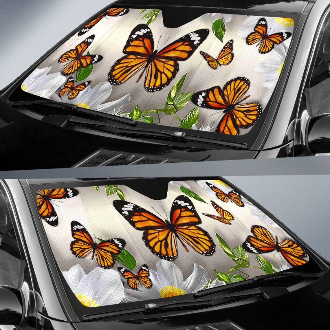 Butterfly Flower Butterfly Auto Sun Shade Windshield Sunshade Etsy