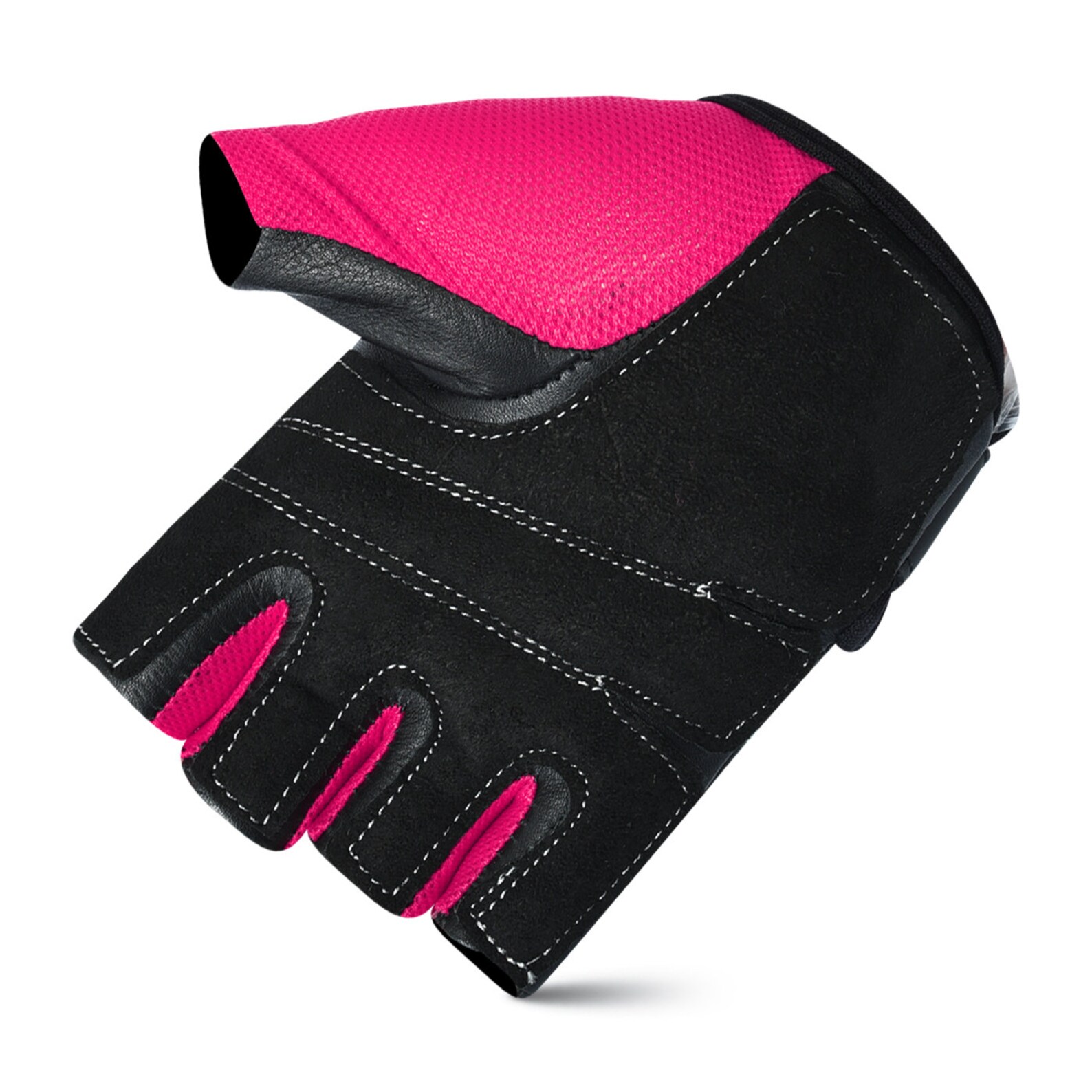 Womens Gym Gloves Pair Padded Durable Leather Palm, Washable, Half