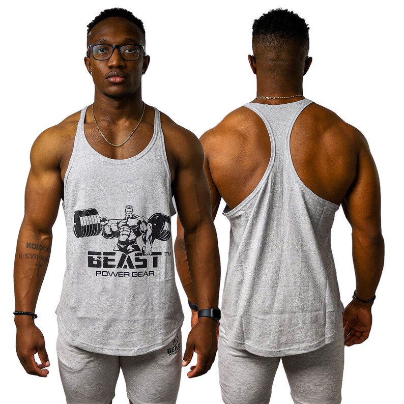 Men's Gym Stringer Tank Top Yback Bodybuilding Workout Muscle Cut Shirt Fitness Training