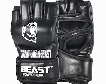 TurnerMAX Weightlifting MMA Gloves Fitness Gym Training Leather Lycra MMA Fight