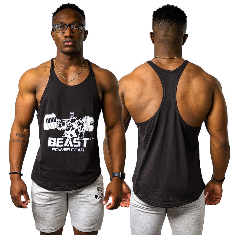 Men's Gym Stringer Tank Top Yback Bodybuilding Workout Muscle Cut