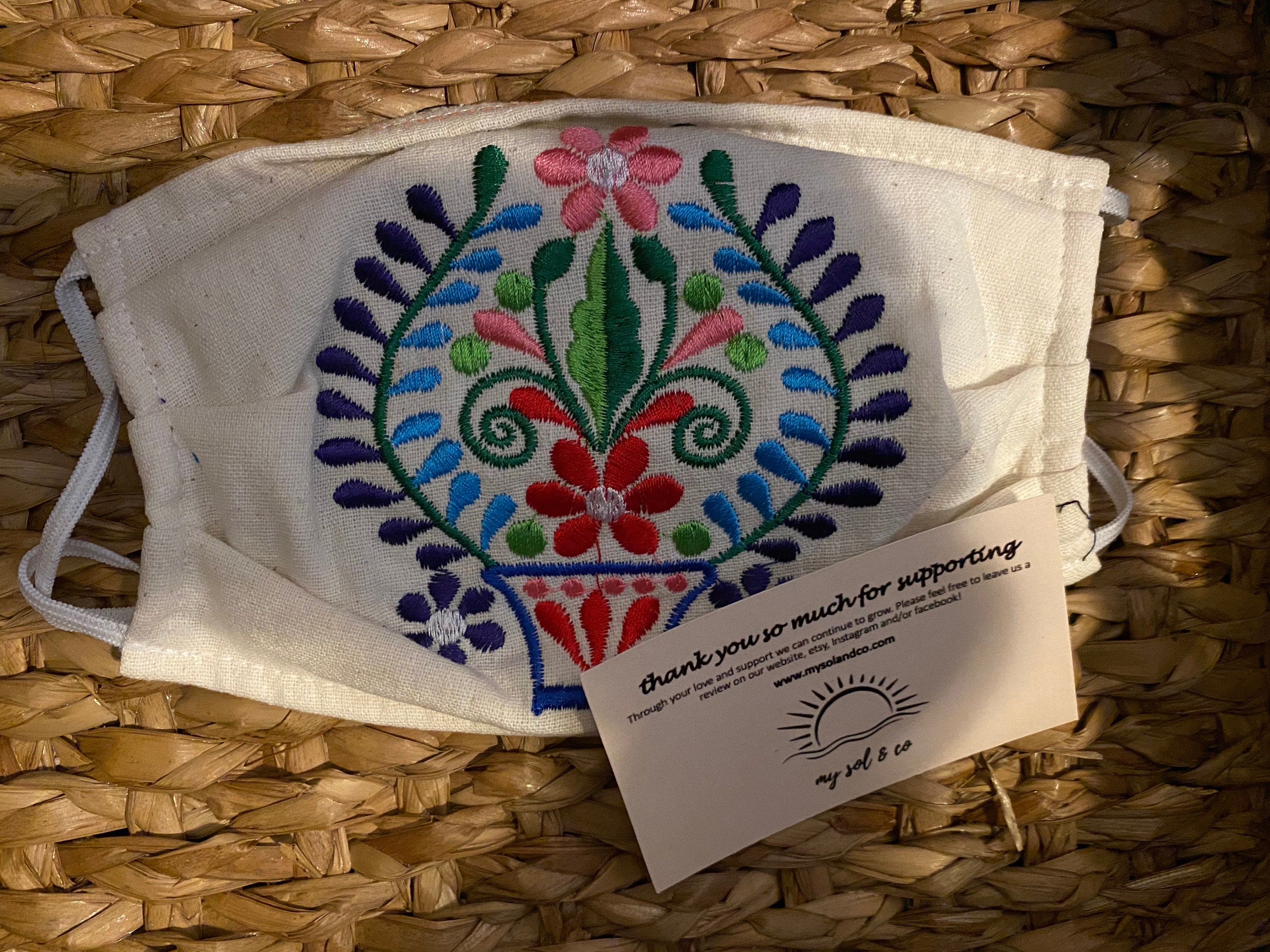 Embroidered Face Mask Mexican Face Mask Floral Face Mask Etsy