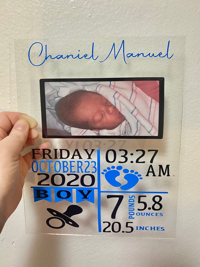 Gift for baby Boy /& Girl Newborn Birth Announcement Glass Baby Birth Stat Plaque or Glass with Frame Gift for mom. Glass,Plexiglass