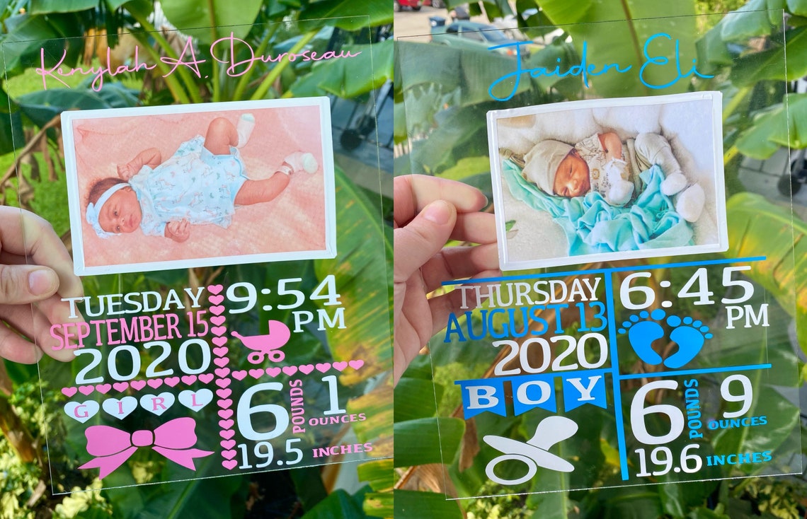 Baby Birth Stat Plaque. Boy & Girl. Newborn Birth Announcement Etsy