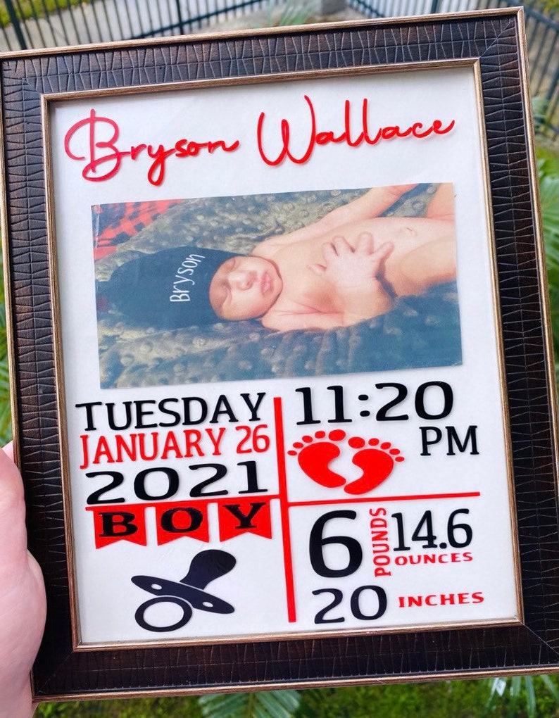 Baby Birth Stat Plaque. Boy & Girl. Newborn Birth Announcement Etsy