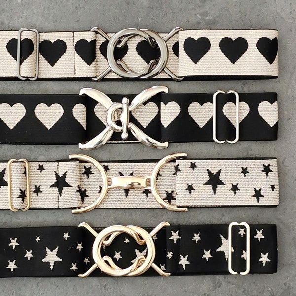 1.5 Inch Adjustable Elastic Hearts and Stars Equestrian Horse Riding Belts