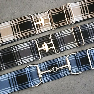 1.5 Inch Soft Adjustable Elastic Plaid Equestrian Horse-Riding Belts- Snaffle Bit