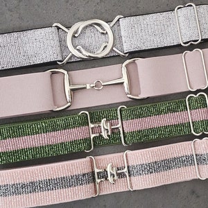 1.5 Inch Adjustable Elastic Equestrian Horse Riding Belts- Surcingle, Snaffle Bit, Circle, Clip Buckles