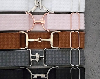 1.5 Inch Elastic Diamond Print Equestrian Belts