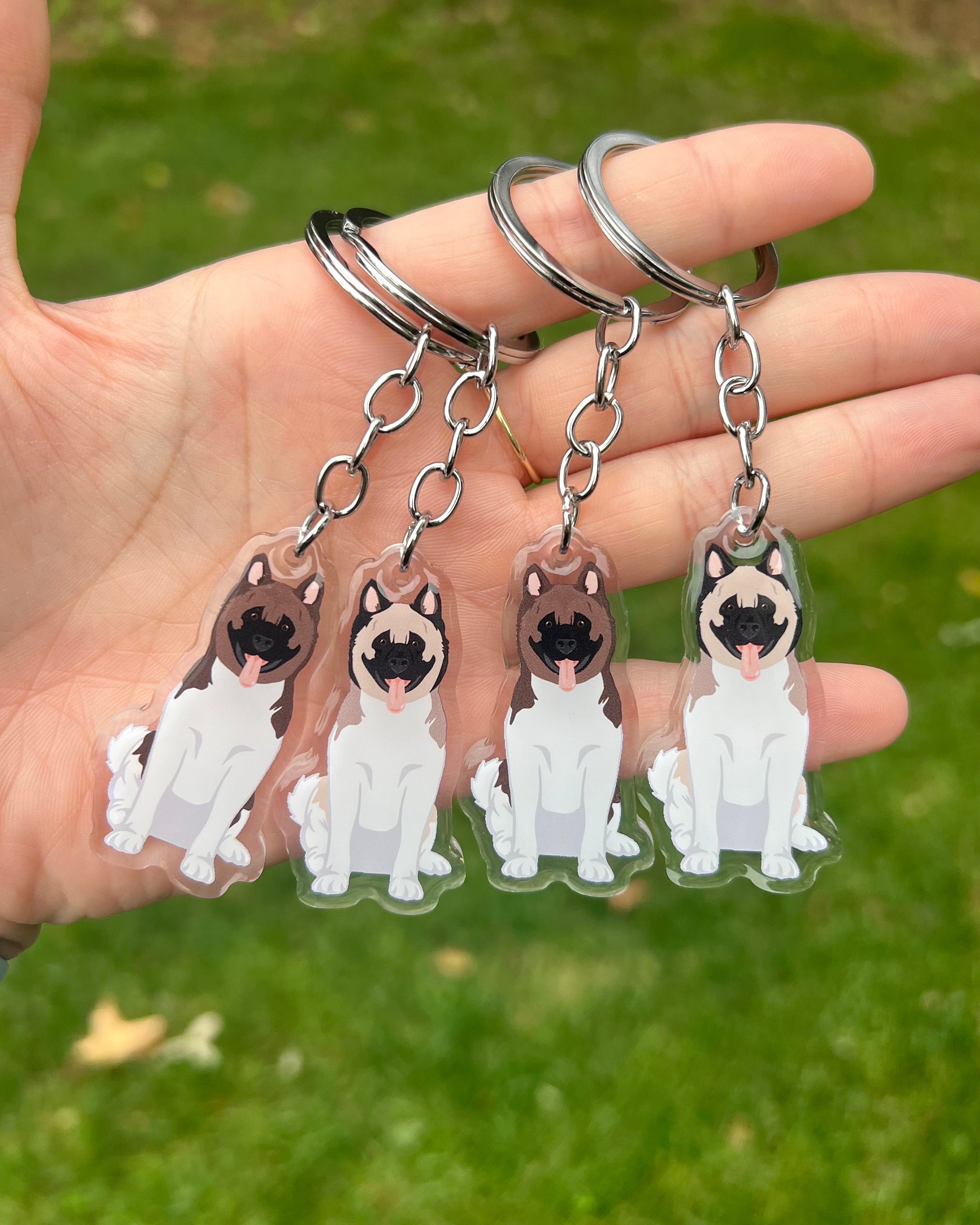 American Akita Acrylic Dog Breed Keychain Etsy