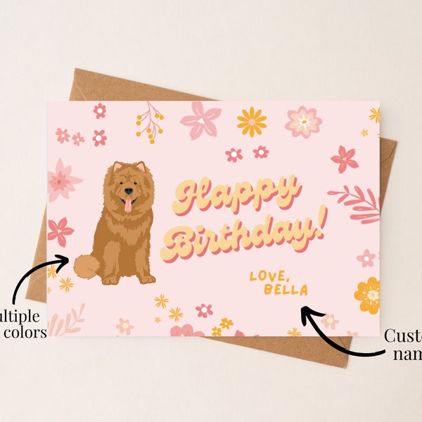 Custom Chow Chow Birthday Card | Personalized Dog Birthday Card | Custom Dog Breed Card