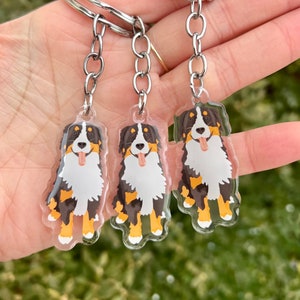 Bernese Mountain Dog Acrylic Dog Breed  Keychain | Pet Loss Memorial Gift | Cute Dog Gift | Pet Breed Keyring