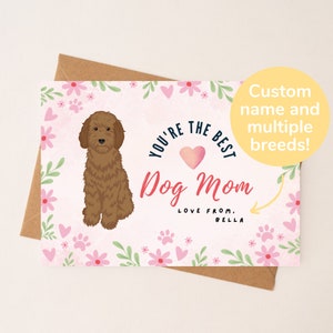 Carte personnalisée Goldendoodle pour la fête des mères | Carte personnalisée pour maman chien