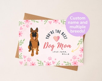 Custom German Shepherd Mothers Day Card | Personalized Dog Mothers Day Card | Custom Dog Breed Card
