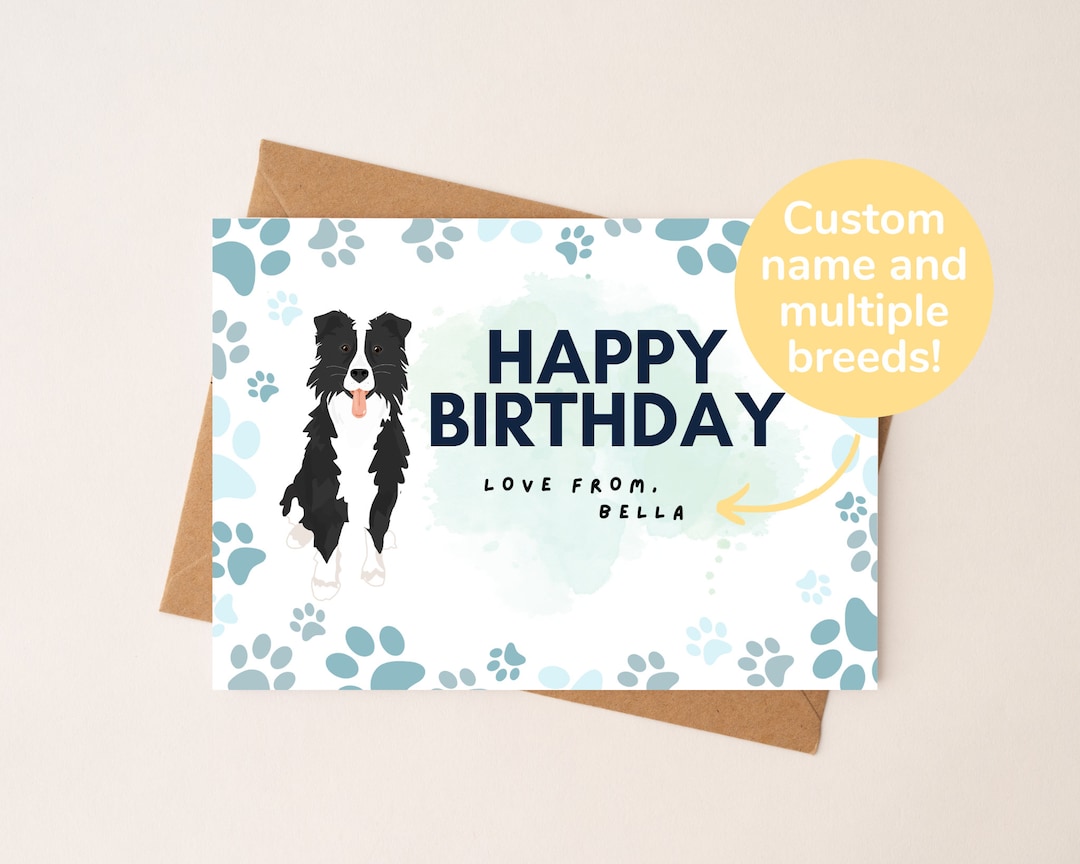 Border Collie Muttertagskarte PID099 | Personalisierbare Grußkarte | Handgefertigt In Sheffield