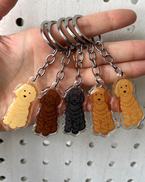 Goldendoodle Keychain Clear Acrylic Epoxy Dog Breed Keychain