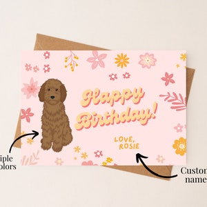 Custom Goldendoodle Birthday Card |  Personalized Dog Birthday Card | Custom Dog Breed Card