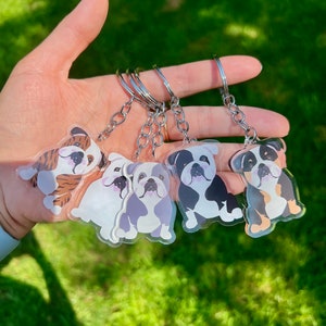 ThriftyStyler Handmade Designer Style Bulldog Keychain & Handmade Gift Pouch