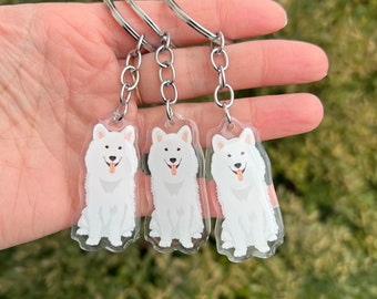 Samoyed Acrylic Dog Breed Keychain