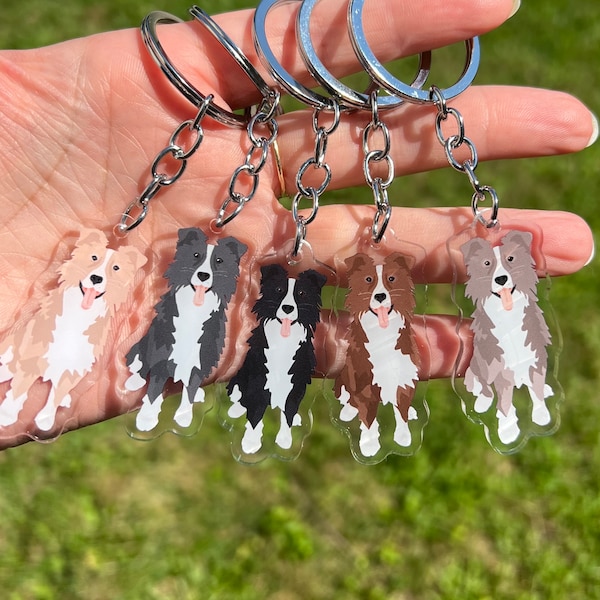 Border Collie Dog Breed Epoxy Keychain | Cute Dog Gift | Pet Breed Keyring