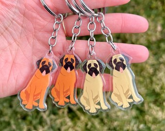 English Bull Mastiff Acrylic Dog Breed Keychain | Pet Loss Memorial Gift | Cute Dog Gift | Pet Breed Keyring