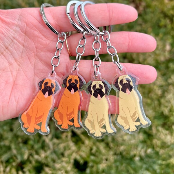 English Bull Mastiff Acrylic Dog Breed Keychain | Pet Loss Memorial Gift | Cute Dog Gift | Pet Breed Keyring