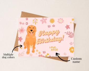 Custom Golden Retriever Birthday Card | Personalized Dog Birthday Card | Custom Dog Breed Card