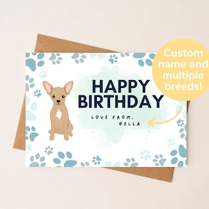 Custom Chihuahua Birthday Card | Personalized Dog Birthday Card | Custom Dog Breed Card