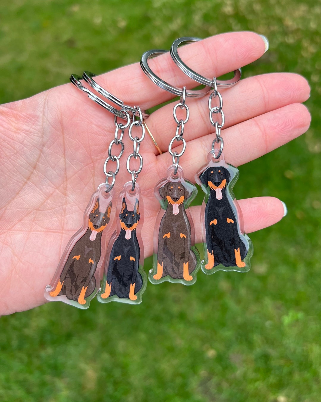 Doberman Pinscher Acrylic Dog Breed Keychain | Cute Dog Gift | Pet ...