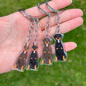 Doberman Pinscher Acrylic Dog Breed Keychain | Cute Dog Gift | Pet Breed Keyring