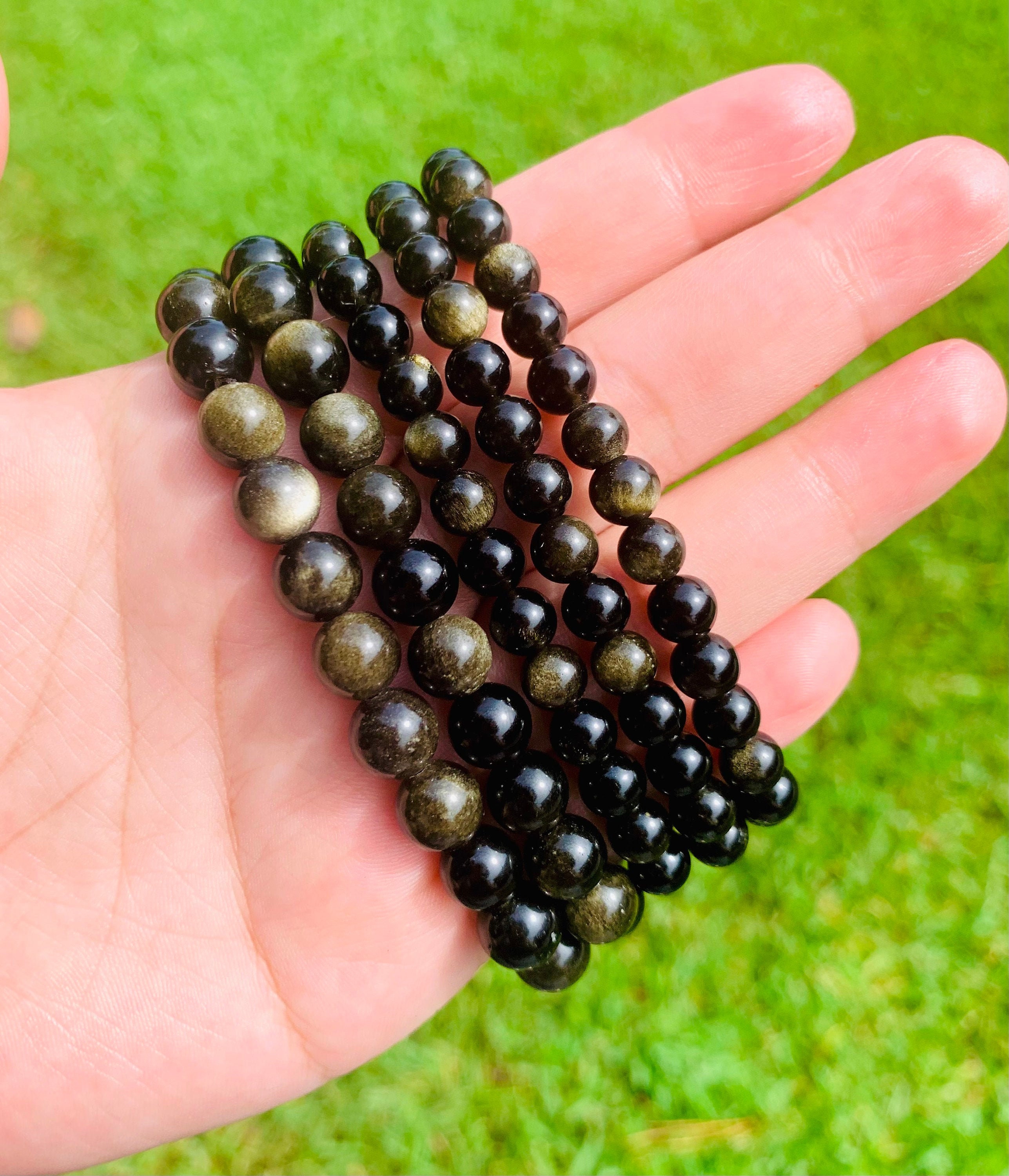 Gold Sheen Obsidian Bracelet  6mm bead – Crystallised Earth