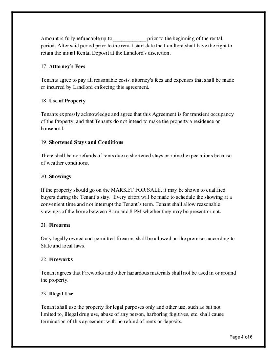 Easy to Edit Short Term Rental Agreement / Microsoft Word / Etsy