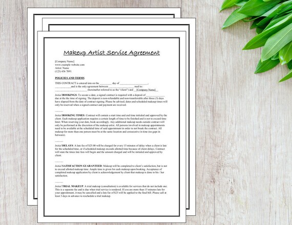 Easy To Edit Makeup Service Agreement Microsoft Word Etsy Easy To Edit Makeup Service Agreement Microsoft Word Etsy