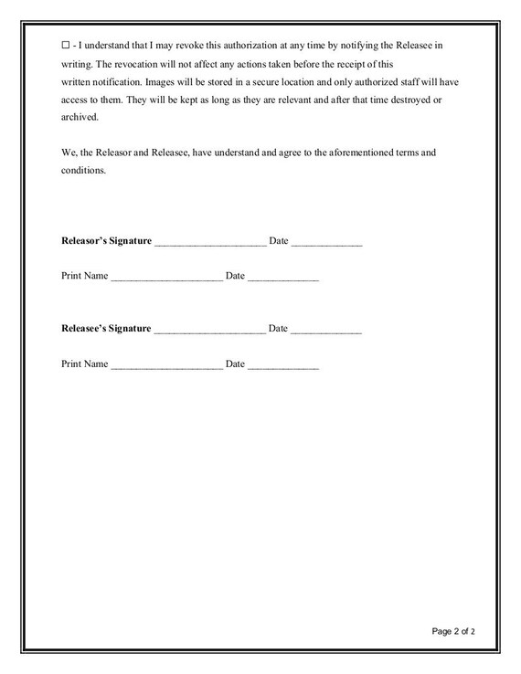 easy to edit photo release form for photographers microsoft etsy