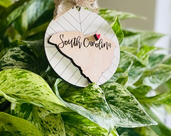 50 staat lasergesneden kerstornamentset | Boho SVG Design decorbundel | Rustieke gegraveerde ronde ornamentbestanden voor Glowforge