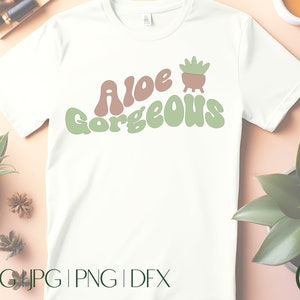 Retro Aloe Gorgeous SVG, archivo de corte suculento, dama de la planta jpg, png / camisa de planta svg / planta mamá svg / diseño de planta hippie / jardín svg