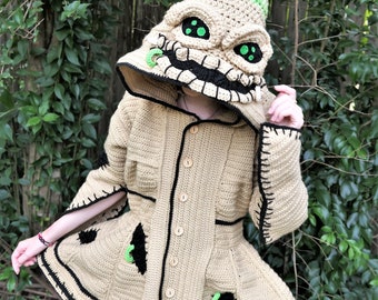 Burlap Crocheted Coat Crochet Jacket Warm Coat Hooded Coat Crochet Hooded Jacket Costume Character Coat Etsy Denmark