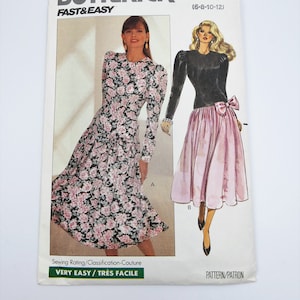 Vintage Butterick Dress Sewing Pattern 4507 | 1980s Dress Pattern | Sizes 6-8-10-12 | Uncut FF