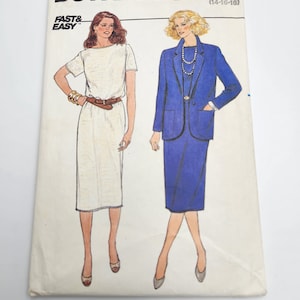 SELTENEs Vintage 80er Kleid Schnittmuster 3171 Butterick | Größe 14-16-18 | UNCUT & FF | Kleid und Jacke Schnittmuster