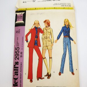 Vintage McCall&#39;s Sewing Pattern 2955: 1971 Shirt, Pants, Shorts - Bust 32.5