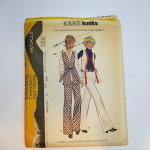 Vintage Jacket, Pants Sewing Pattern 3302 McCall&#39;s | Size 16 Bust 38 | UNCUT & FF | 1972 Sewing Pattern