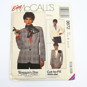 Vintage McCall&#39;s Sewing Pattern 3872 | Jacket Sewing Pattern | Uncut | 1980&#39;s Sewing Pattern | Size 8-10-12