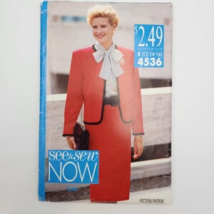 1980s Jacket, Blouse & Skirt Sewing Pattern: Butterick 4536 UNCUT Size 12-16