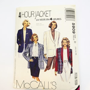 McCall&#39;s 4 Hour Jacket Sewing Pattern 5909 | Jacket Sewing Pattern | Cut Pattern | Size 12-14-16
