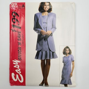 McCall&#39;s Stitch n&#39; Save Dress and Jacket Sewing Pattern 6815 / Uncut Sewing Pattern / Size 8-10-12-14 / Ruffle Dress Sewing Pattern