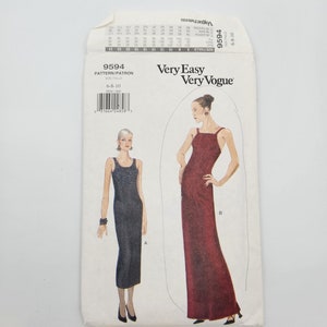 Vogue Sewing Dress Pattern 9594 | Evening Gown Pattern | Woman&#39;s Vintage Dress Pattern | Cut Pattern | Sizes 6-8-10 | Very Easy Dress Patter