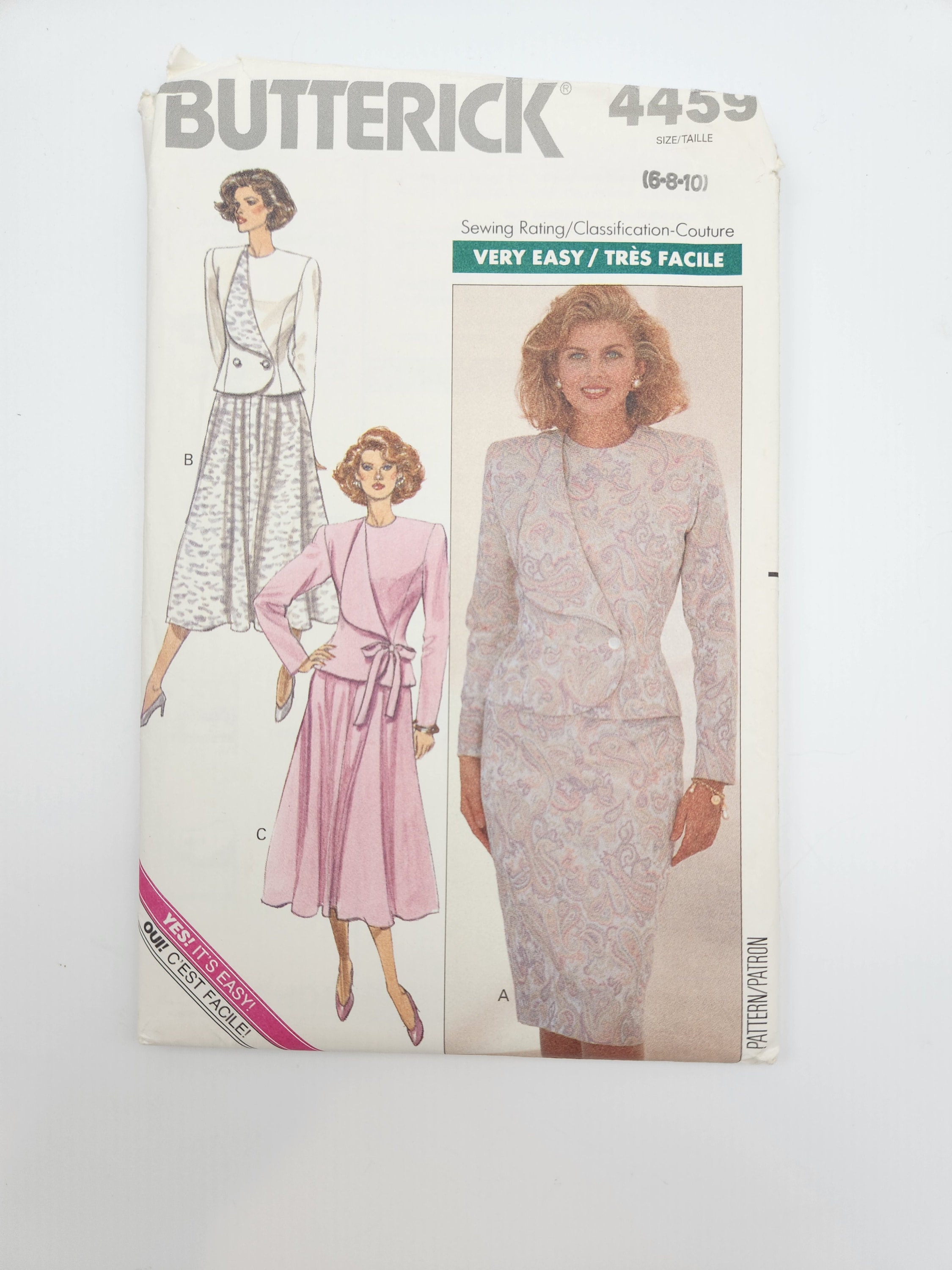 Vintage 80s Butterick 4459 Sewing Pattern: Misses Top and Skirt